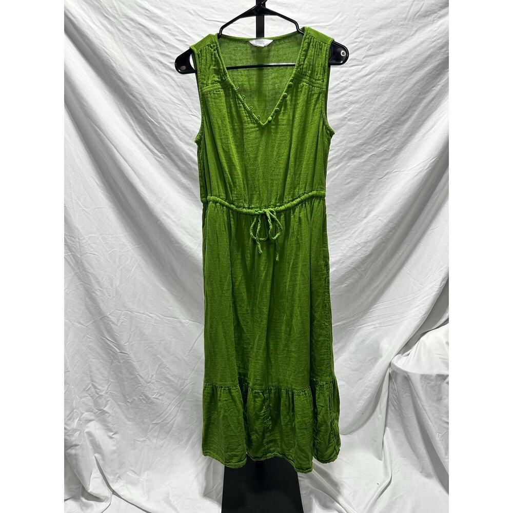 Gauze Time & Tru Pockets Drawstring Green Summer Boho Dress Sz 4-6 Sm - Picture 2 of 5